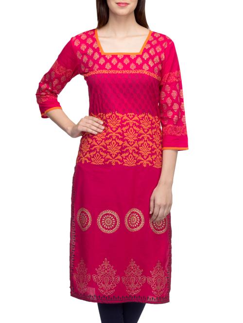 printed straight kurta - 10157386 - Very Small Image - 1