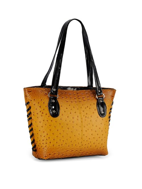 yellow & black leatherette handbag - 10166292 - Very Small Image - 1