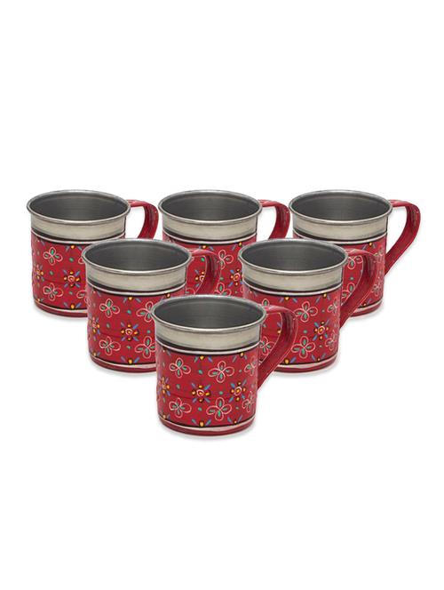 red floral   handpainted tea cup set - 1017034 - Very Small Image - 1