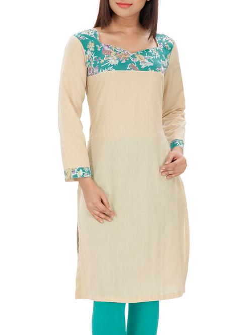beige rayon  straight kurta - 10170615 - Very Small Image - 1