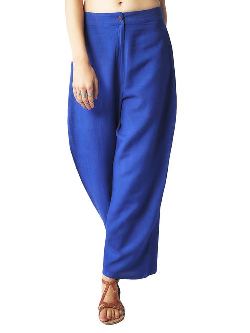 blue viscose palazzos - 10172269 - Very Small Image - 1