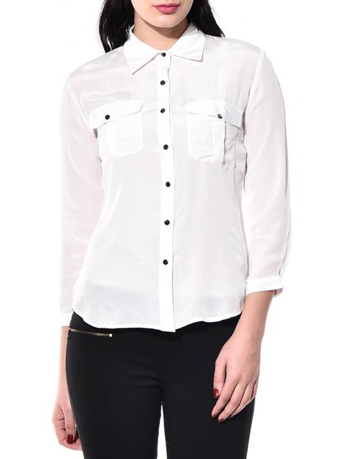 white poly crepe shirt - 10173458 - Very Small Image - 1