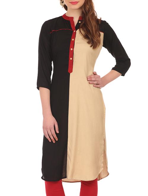 beige    rayon straight kurta - 10173486 - Very Small Image - 1
