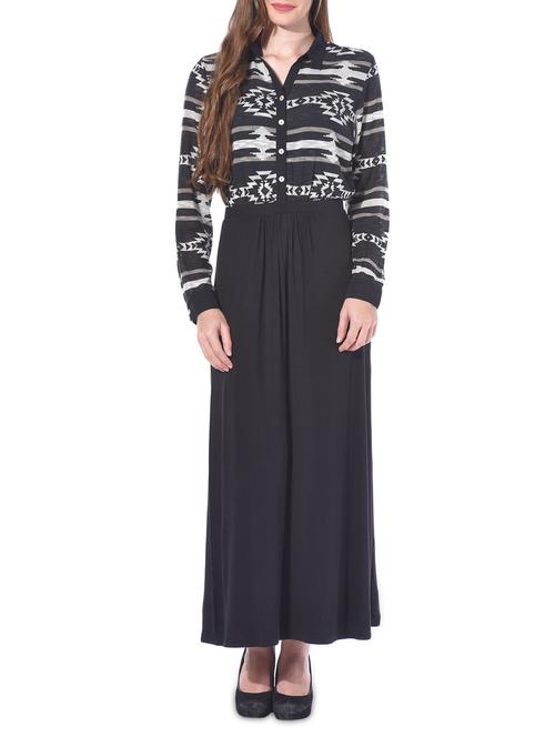 Black ikat print maxi dress - 10176787 - Very Small Image - 1