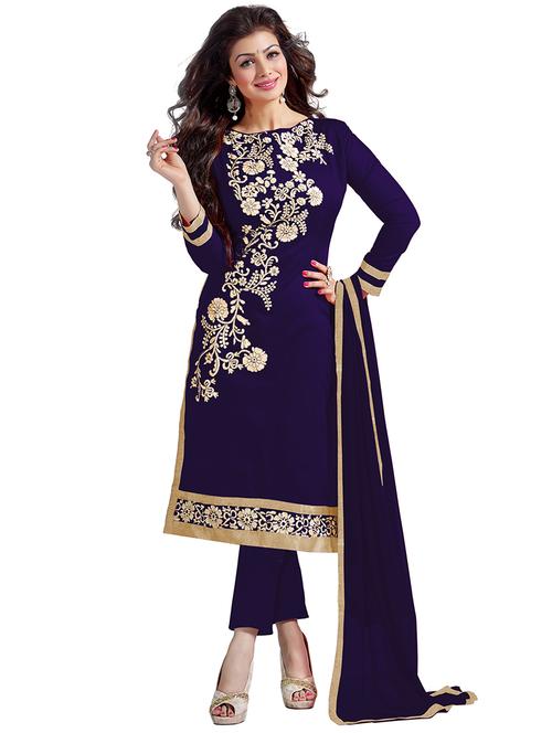 embroidered straight pant unstitched suit - 10177016 - Very Small Image - 1