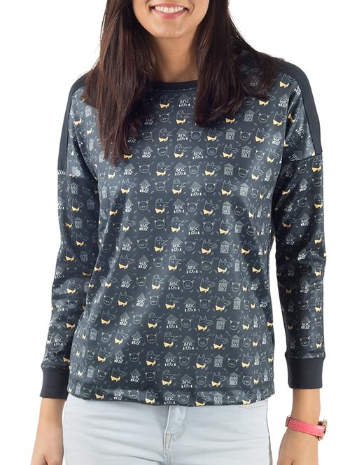 chumbak black printed sweatshirt - 10177741 - Very Small Image - 1