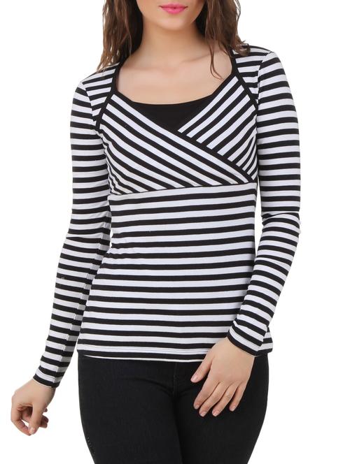 monochrome striped long sleeved top - 10193771 - Very Small Image - 1