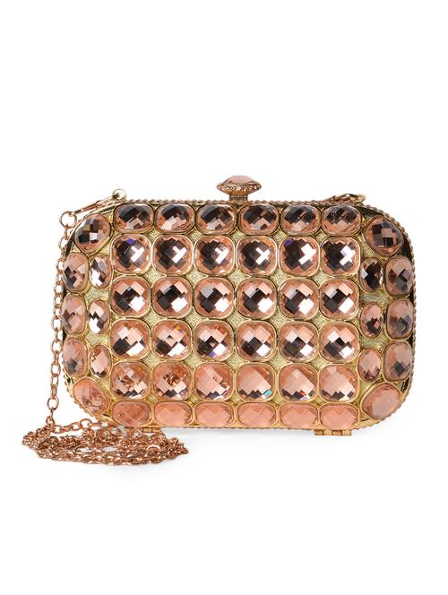 peach embellished box clutch - 1020522 - Very Small Image - 1