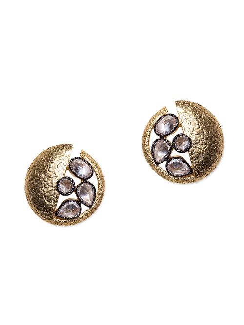 golden crystal stud earrings - 1020799 - Very Small Image - 1
