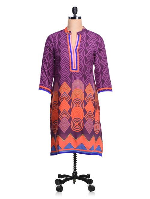 geometric print cotton kurta - 1021088 - Very Small Image - 1