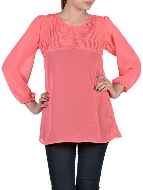 red georgette top - 10214491 - Very Small Image - 1