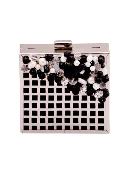 ANK silver and black embellished box clutch - 10228892 - Very Small Image - 1