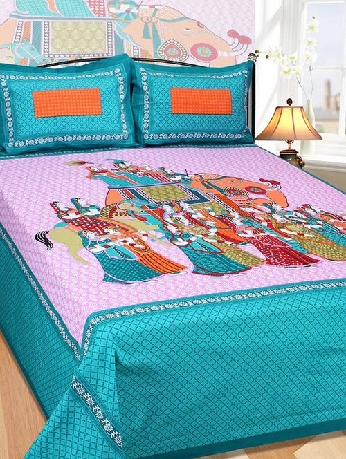 tired of small bedsheets..the intellect bazaar presents a classy traditional design king bedsheet available in three awesome col - 10232302 - Very Small Image - 1