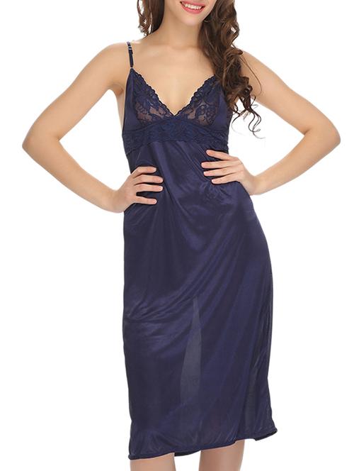 navy satin sleepshirts & nighty - 10232973 - Very Small Image - 1