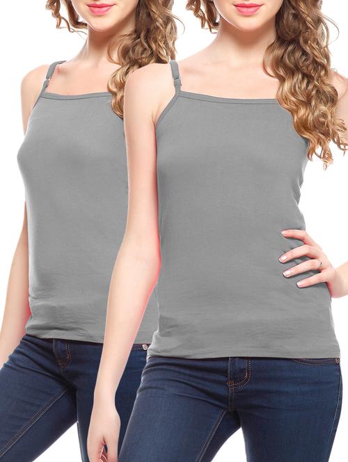 set of 2 grey cotton camisole - 10233519 - Very Small Image - 1