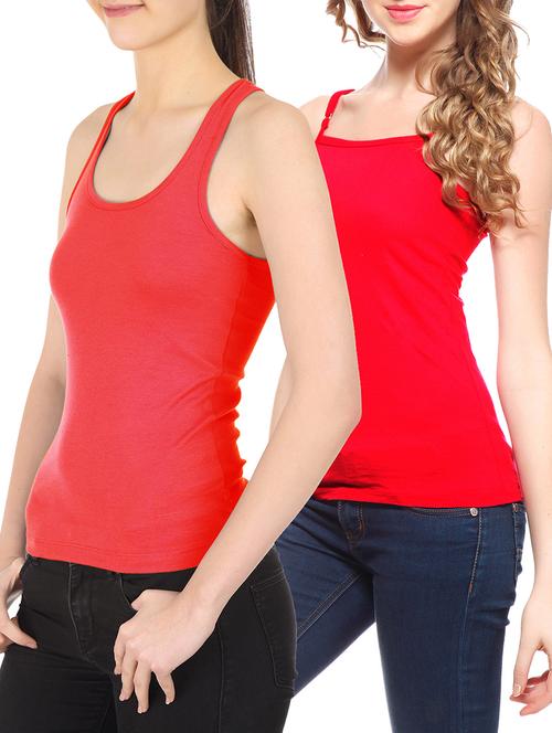 set of 2 red cotton camisole - 10233576 - Very Small Image - 1