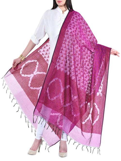 dark pink jacquard chanderi dupatta - 10237170 - Very Small Image - 1