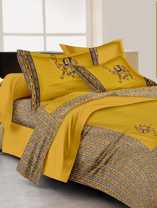 Lali Prints Patchwork Camel Royal Print 1 King Size Bedsheet And 2 Pillow Covers - 10247291 - Very Small Image - 1