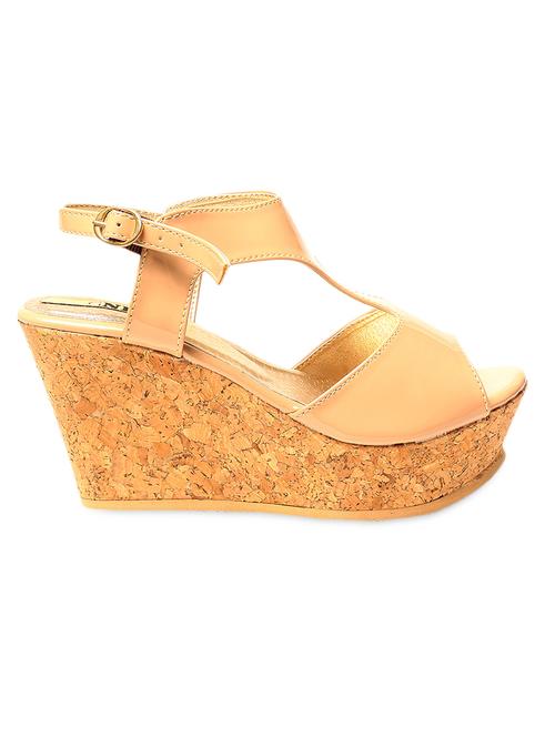glossy beige slingback textured wedges - 1024935 - Very Small Image - 1