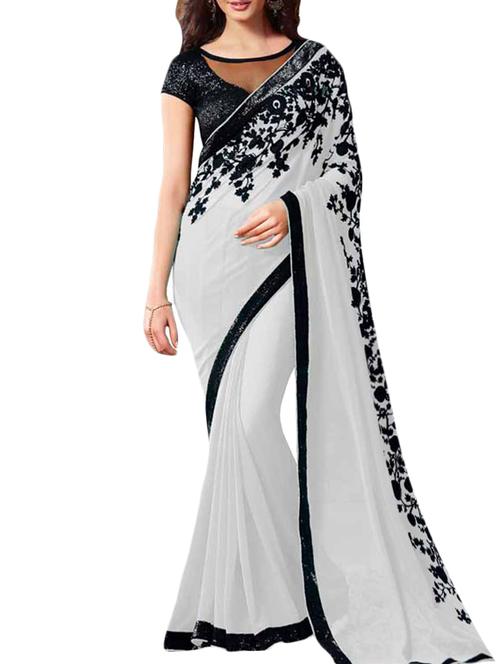 grey chiffon saree - 10257628 - Very Small Image - 1