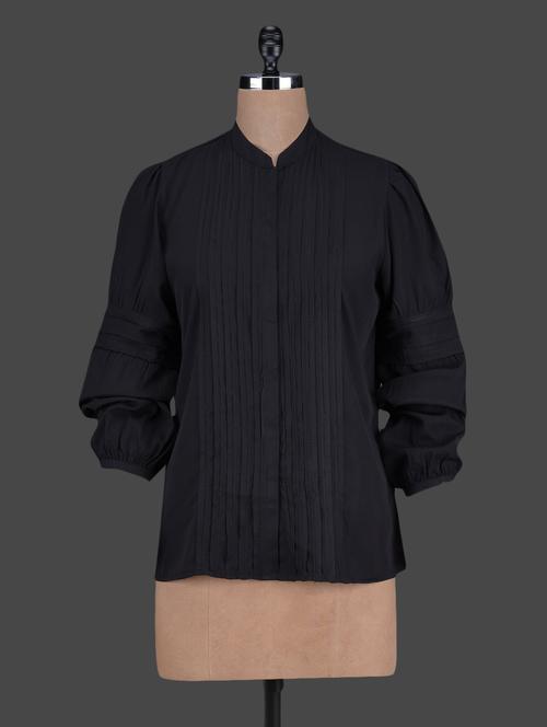 black pintuck poly crepe shirt - 1026177 - Very Small Image - 1
