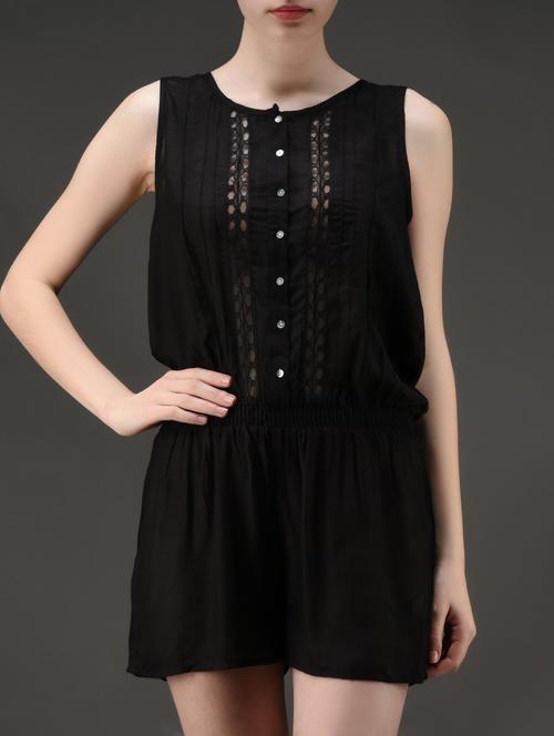 sleeveless viscose romper - 1026371 - Very Small Image - 1