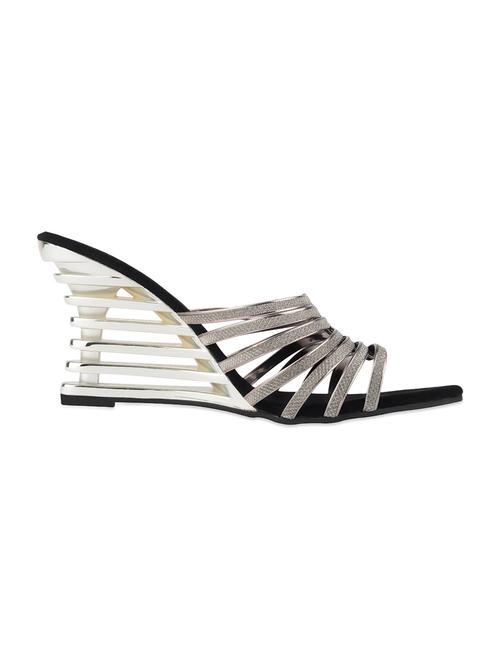 silver leatherette evening wedges - 1026422 - Very Small Image - 1