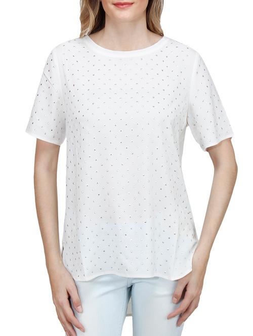 round neck embellished  t-shirt  - 10266363 - Very Small Image - 1