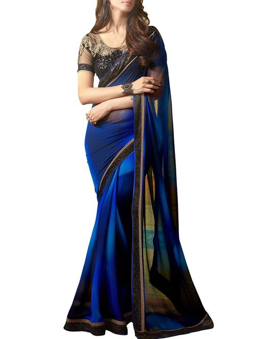 blue georgette saree - 10268793 - Very Small Image - 1
