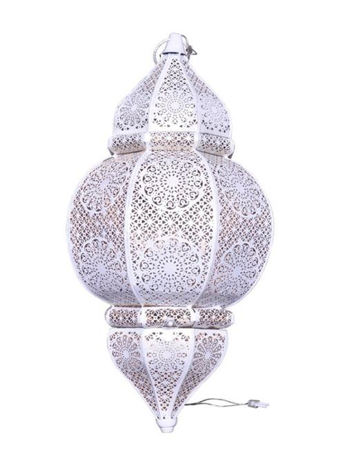 anasa decorative hanging metal moroccan lantern lamp white 24 inch - 10270446 - Very Small Image - 1