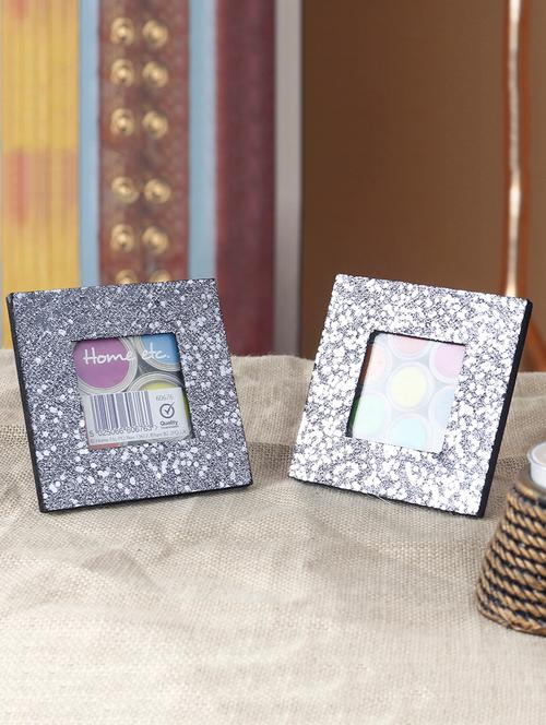 anasa embossed photo frame set of 2 sparkling black 2.5 inch - 10270482 - Very Small Image - 1