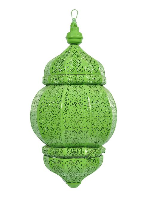 anasa decorative hanging metal moroccan lantern lamp green 17 inch - 10270573 - Very Small Image - 1