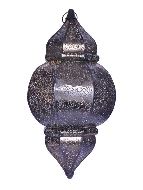 anasa decorative hanging metal moroccan lantern lamp black 20 inch - 10270576 - Very Small Image - 1