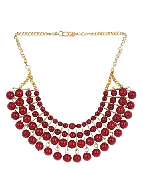  red and gold round beaded necklace. - 1027556 - Very Small Image - 1