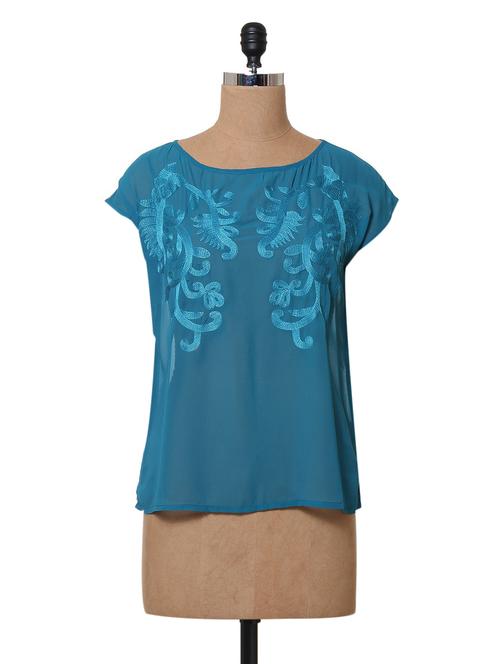 embroidered short sleeves top - 1027696 - Very Small Image - 1