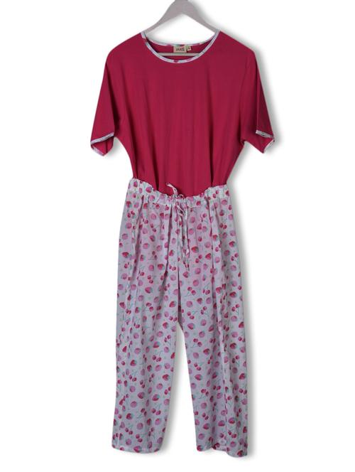 fuchsia cotton knit night suit - 1028756 - Very Small Image - 1