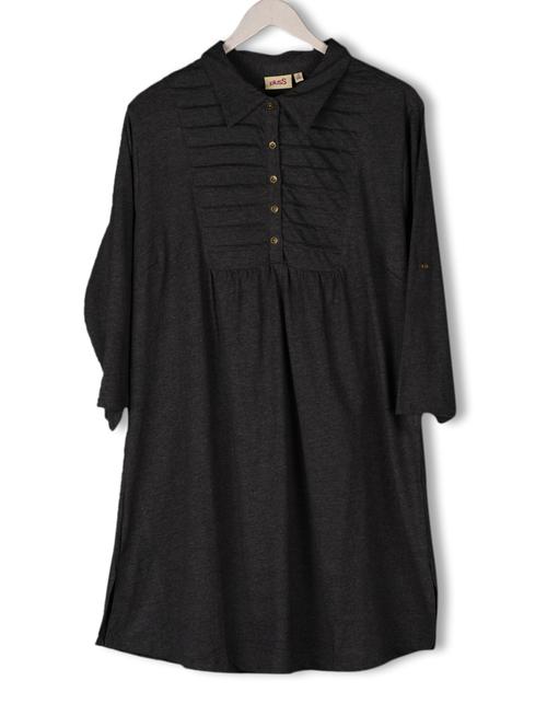 anthracite grey shirt collar cotton top - 1028808 - Very Small Image - 1