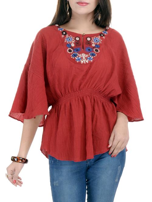 tassel tie up embroidered top - 10288362 - Very Small Image - 1