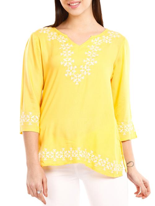 yellow viscose top - 10292648 - Very Small Image - 1