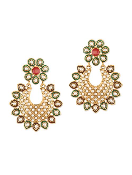green ethnic copper with beads earring - 1029266 - Very Small Image - 1
