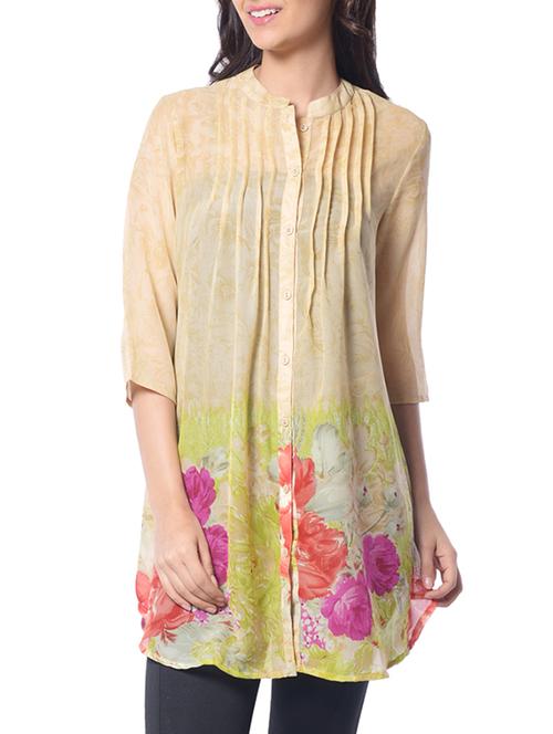 yellow printed georgette tunic - 10293447 - Very Small Image - 1