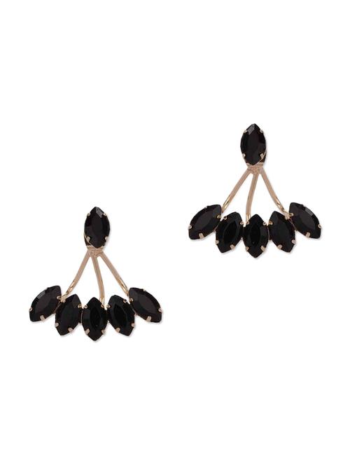 Black leaf shaped Stones Earrings - 1029644 - Very Small Image - 1