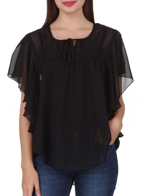 black poly georgette regular top - 10297299 - Very Small Image - 1