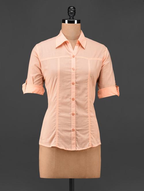solid orange cotton shirt - 1029753 - Very Small Image - 1