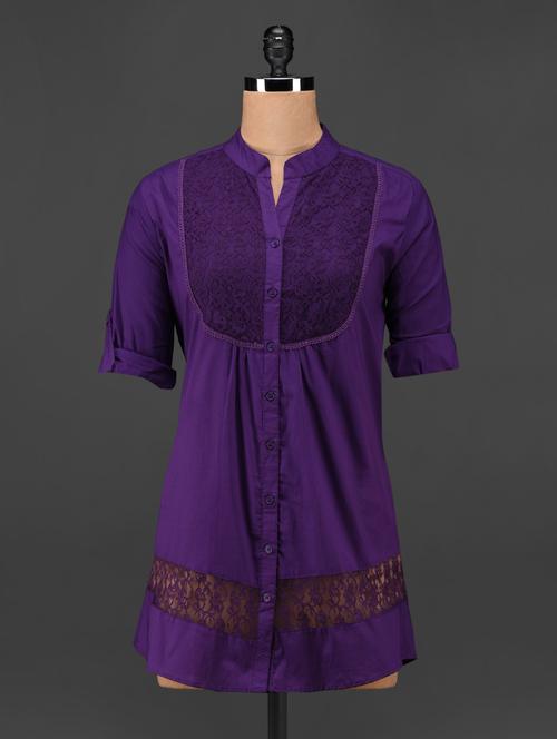 mandarin collar lace top - 1029759 - Very Small Image - 1