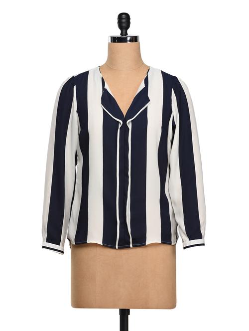 stripes printed polycrepe top - 1029930 - Very Small Image - 1