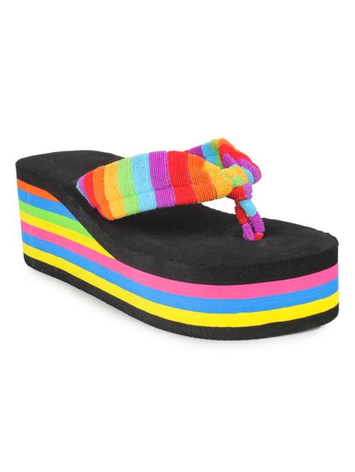 multi colored leatherette toe separator flip flop - 10302500 - Very Small Image - 1