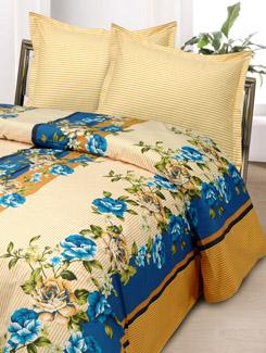 Blue and Off-White BedSheet Set - 10303 - Very Small Image - 1