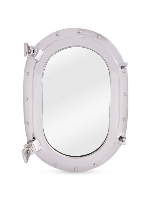 silver porthole style aluminium oval mirror - 1030641 - Very Small Image - 1