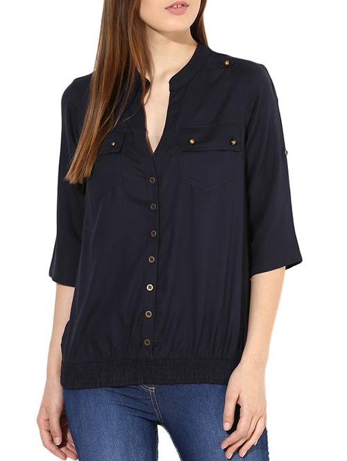 dark blue rayon top - 10306413 - Very Small Image - 1